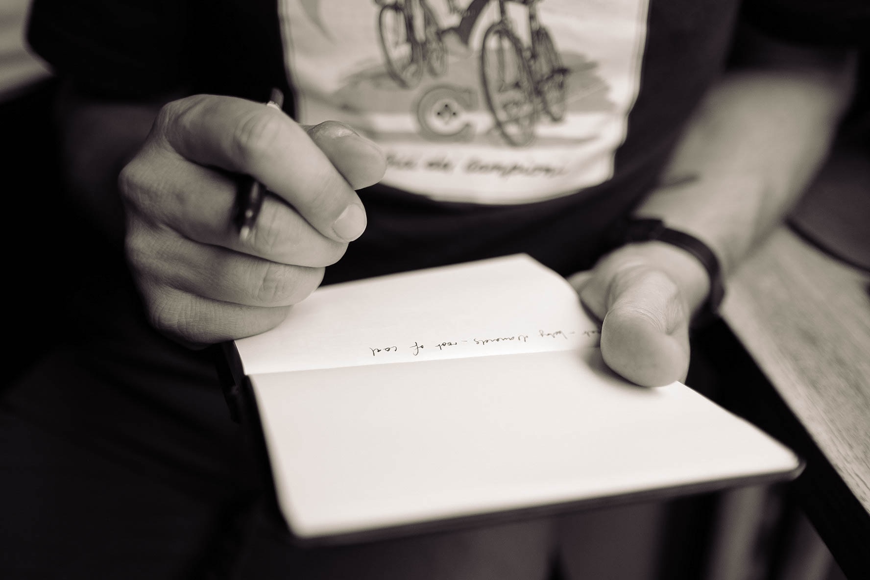 Writing on a notepad