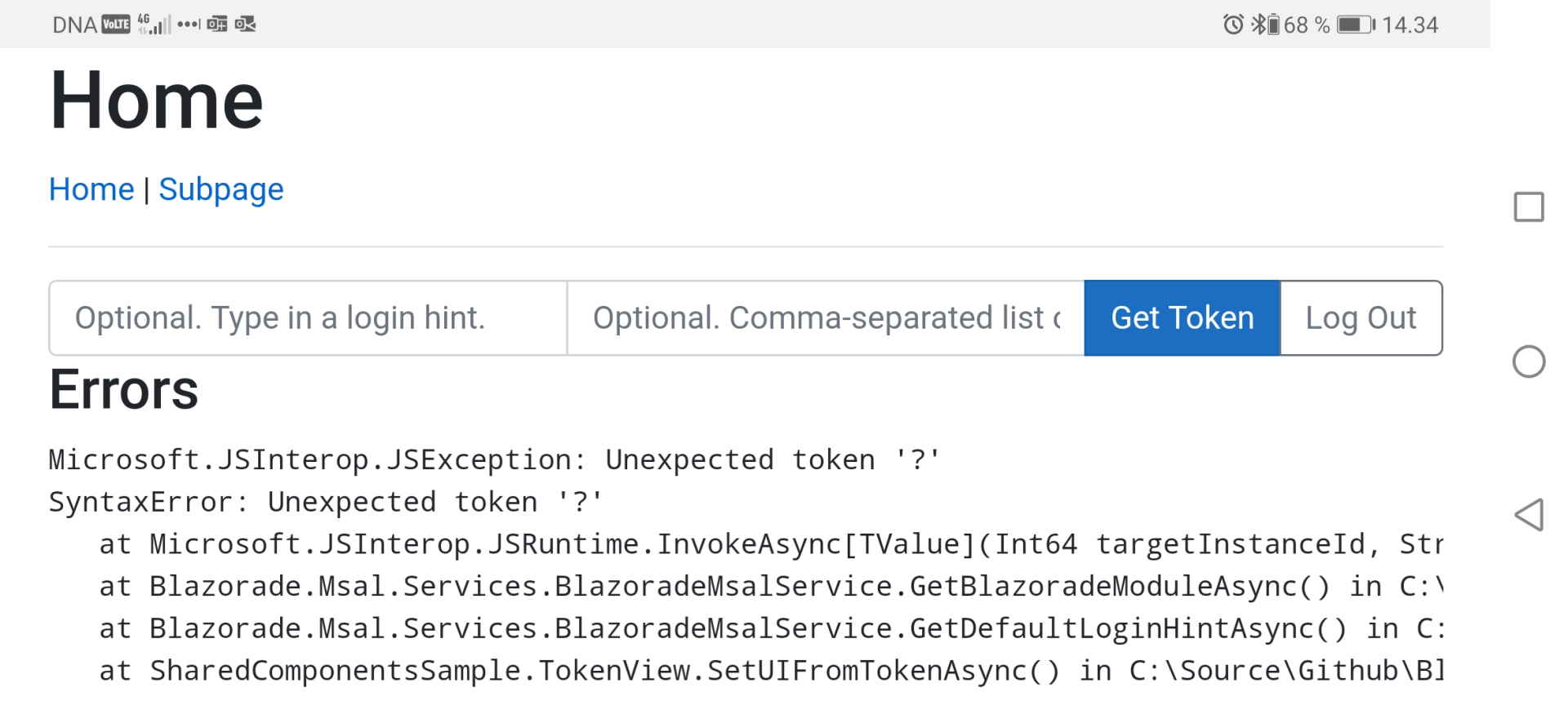 JavaScript Interop Error in Blazor – JSException: Unexpected token ‘?’