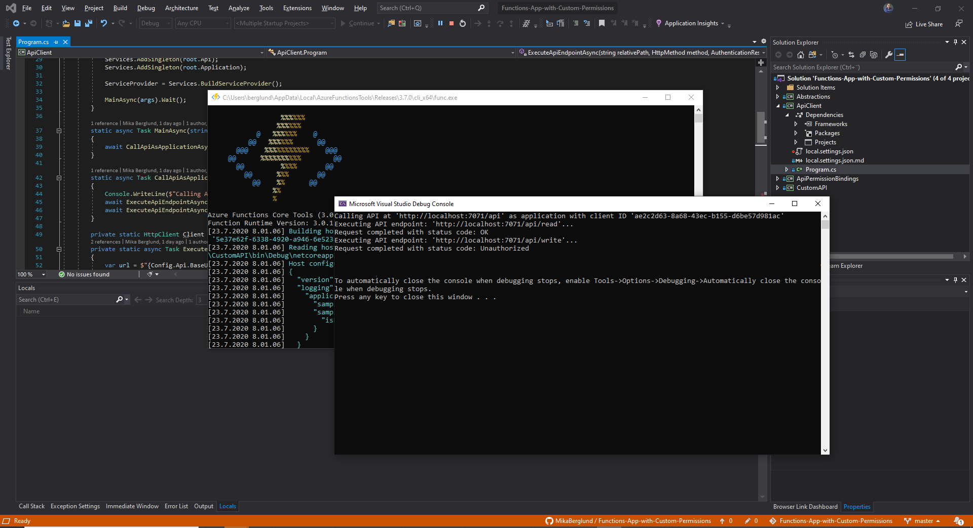 Using Azure Functions to Build a REST API with Custom Application Permissions
